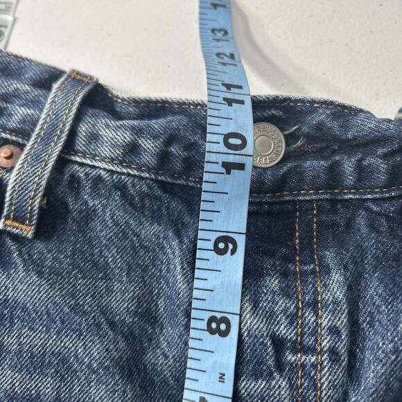 Levi 501 Denim Shorts Womens 31 Blue Micro Short Cut Off Big E Button Fly - Picture 6 of 8